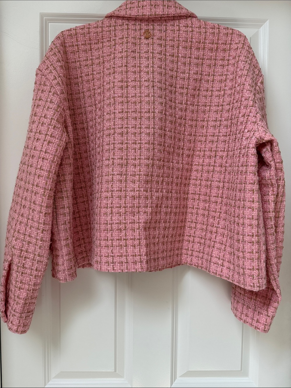 SIMPLY SOUTHERN Pink Tweed jacket size XXL w pearl buttons, gold treads - Picture 2 of 7